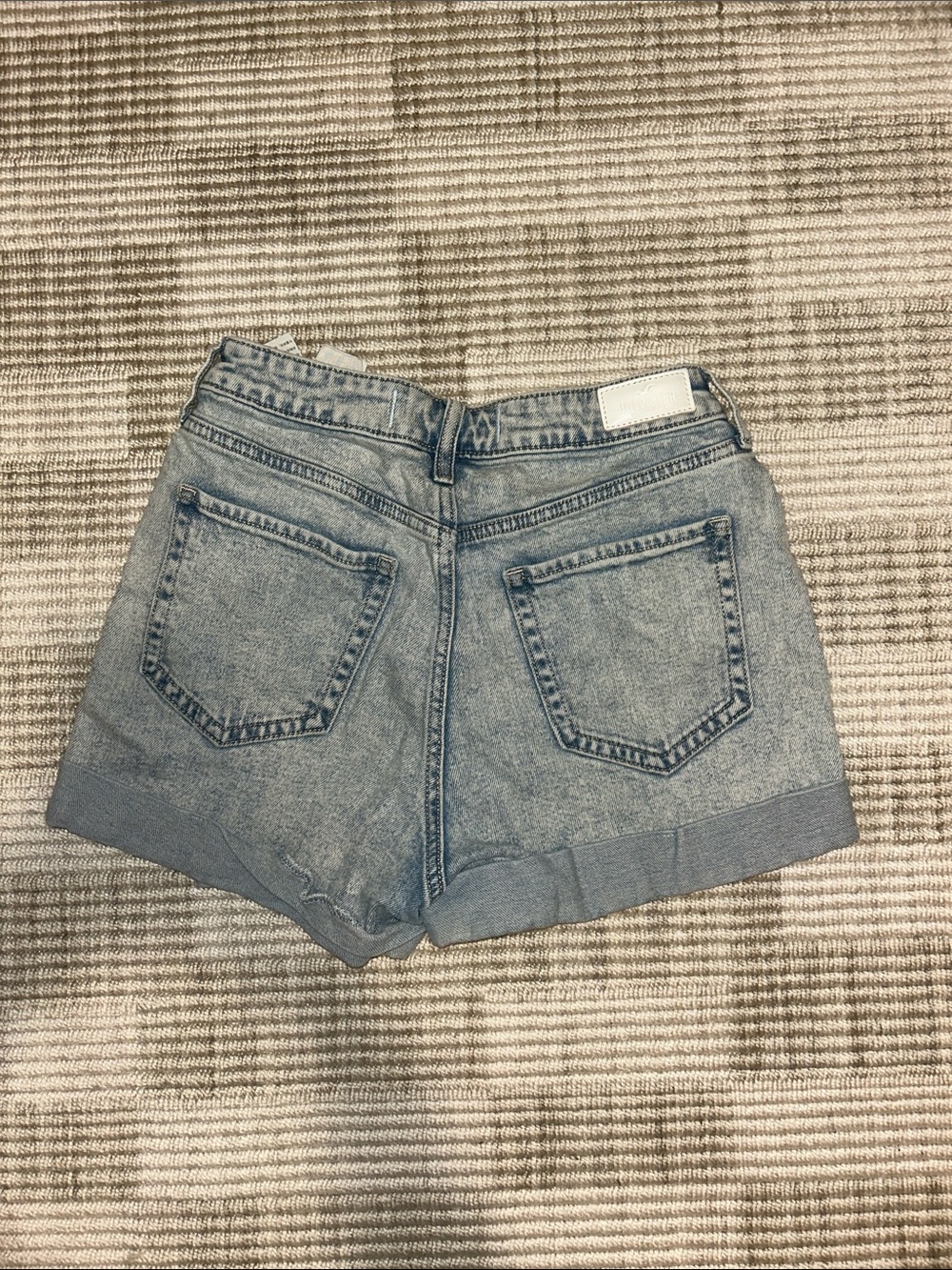 Hollister Light Wash Distressed Rolled-Hem Denim Shorts - Picture 3 of 3